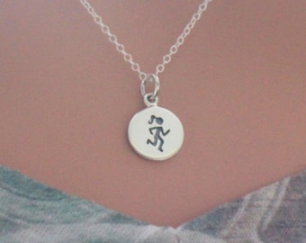 Sterling Silver Runner Charm Necklace: Athletic Gift