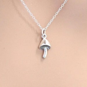 Sterling Silver Mushroom Necklace, Mushroom Charm Necklace, Woodland Mushroom Necklace, Silver Mushroom Woodland Charm Necklace