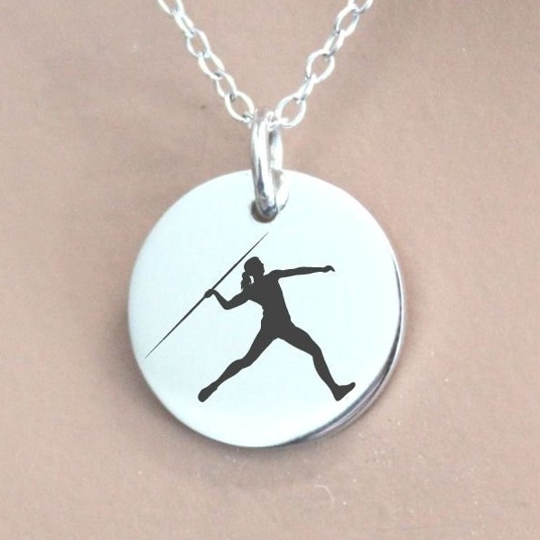 Sterling Silver Javelin Thrower Necklace, Sterling Silver Track and Field Necklace, Silver Pole Vaulter Charm Necklace, Track Necklace