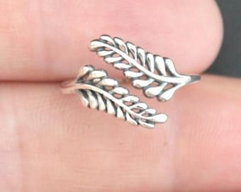 Sterling Silver Adjustable Fern Leaf Ring