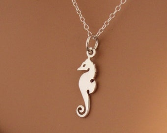 Sterling Silver Seahorse Charm Necklace, Simple Seahorse Necklace, Seahorse Necklace, Sea Horse Necklace, Silver Seahorse Charm Necklace