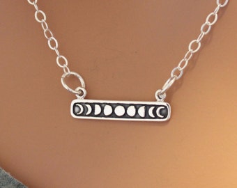 Sterling Silver Moon Phase Pendant Necklace