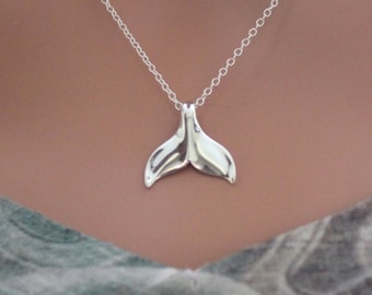 Sterling Silver Whale Tail Necklace: Ocean Animal Charm