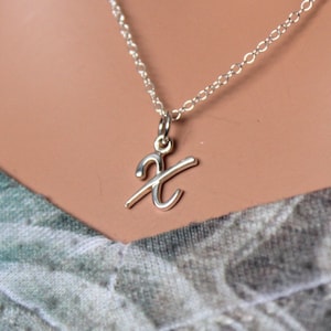 Sterling Silver Cursive X Initial Necklace, X Letter Necklace, Cursive X Initial Necklace, Silver X Letter Necklace, X Letter Necklace image 1