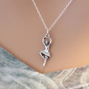 Sterling Silver Ballerina Charm Necklace, Beautiful Ballerina Necklace, Silver Ballet Necklace, Gift for Ballerina, Ballerina Necklace