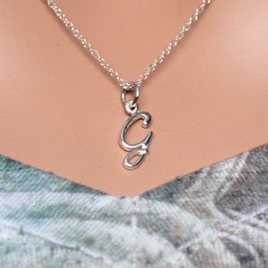Sterling Silver Cursive G Initial Necklace, G Letter Necklace, Cursive G Initial Necklace, Silver G Letter Necklace, G Letter Necklace