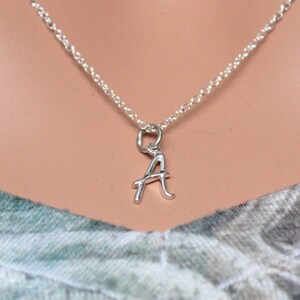 Sterling Silver Cursive A Initial Necklace, A Letter Necklace, Cursive A Initial Necklace, Silver A Letter Necklace, A Letter Necklace
