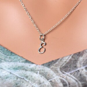 Sterling Silver Cursive E Initial Necklace,  E Letter Necklace, Cursive E Initial Necklace, Silver E Letter Necklace, E Letter Necklace