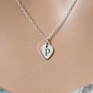 Tiny Sterling Silver Initial P Lotus Petal Charm Necklace, Letter P Lotus Petal Charm Necklace, Tiny P Lotus Petal Initial Necklace, P Charm