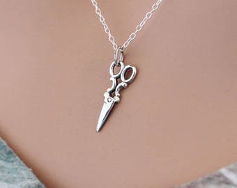 Sterling Silver Scissor Necklace: Hairstylist Gift