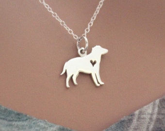 Sterling Silver Silhouetted Labrador Retriever Charm Necklace, Silver Golden Retriever Charm Necklace, Golden Retriever Necklace, Dog Charm
