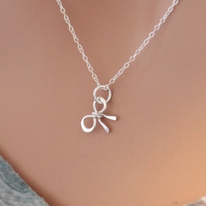 Sterling Silver Tiny Bow Charm Necklace, Silver Bow Charm Necklace, Bow Necklace, Cute Bow Necklace, Simple Bow Necklace, Bow Necklace
