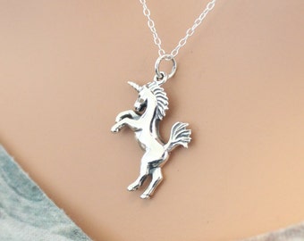 Sterling Silver Realistic Unicorn Charm Necklace, Unicorn Necklace, Unicorn Charm Necklace, Realistic Unicorn Necklace, Unicorn Pendant