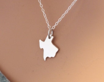 Sterling Silber Texas State Halskette, Texas Charm Halskette, Texas Halskette, Sterling Silber Texas Halskette, Texas Anhänger Halskette