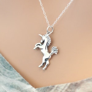 Sterling Silver Realistic Unicorn Charm Necklace, Unicorn Necklace, Unicorn Charm Necklace, Realistic Unicorn Necklace, Unicorn Pendant