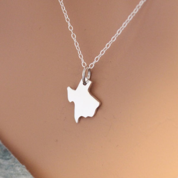Sterling Silver Texas State Necklace, Texas Charm Necklace, Texas Necklace, Sterling Silver Texas Necklace, Texas Pendant Necklace