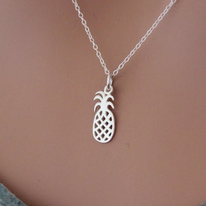Sterling Silver Pineapple Charm Necklace, Pineapple Necklace, Pineapple Charm Necklace, Pineapple Pendant Necklace, Tiny Pineapple Necklace