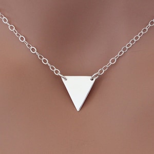 Sterling Silver Triangle Connector Stamping Blank Necklace, Triangle Stamping Blank Necklace, Simple Geometric Triangle Necklace
