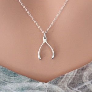 Sterling Silver Small Wishbone Necklace, Wishbone Necklace, Wishbone Charm Necklace, Thanksgiving Wishbone Necklace, Thanksgiving Charm