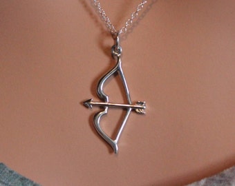 Sterling Silver Bow and Arrow Pendant Necklace