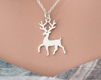 Free Shipping in US Folk Reindeer and Flowers Tassel Necklace Round Soldered Pendant