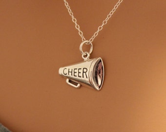 Collier en argent sterling à breloques porte-voix Cheer