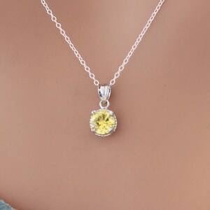 Sterling Silver Yellow November Birthstone Necklace, Yellow November Birthstone Necklace, November Birthstone Charm, Yellow Stone Necklace