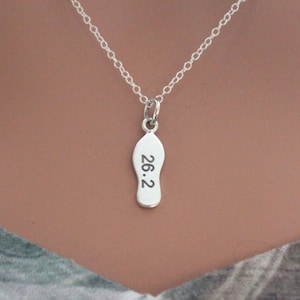 Sterling Silver 26.2 Marathon Fitness Charm Necklace, 26.2 Marathon Runner Necklace, Marathon Necklace, Silver Gift for Marathon Runner