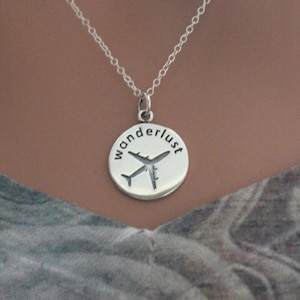 Sterling Silver Wanderlust Travel Charm Necklace, Travel Charm Necklace, Wanderlust Travel Necklace, Wanderlust Charm Necklace, Travel Charm