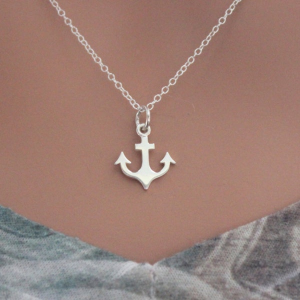 Collier de charme d’ancre simple en argent sterling, collier naval, collier de charme de la marine d’ancre, collier de marine militaire, cadeau pour petite amie de la marine