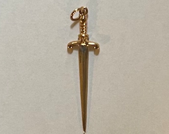Sterling Silver Sword Charm with Bronze Handle
