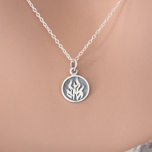 Sterling Silver Fire Element Charm Necklace, Silver Fire Element Charm Necklace, Fire Charm Necklace, Fire Element Necklace