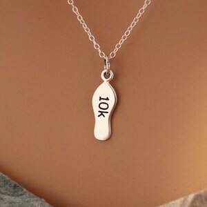 Sterling Silver 10K Running Shoe Charm Necklace, Tiny 10K Necklace, 10K Running Necklace, 10K Running Shoe Charm Necklace, 10K Shoe Necklace