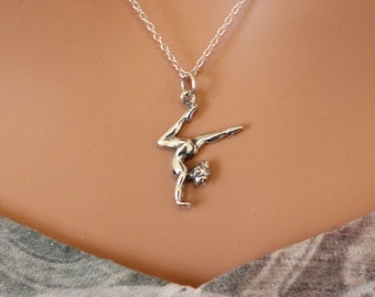 Turner Charm Halskette, Sterling Silber Gymnastik Charm Halskette, Gymnastik Halskette, Gymnastik Halskette, Geschenk für Gymnast