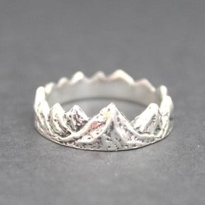 Sterling Silver Mountain Range Ring, Sterling Silver Hiking Ring, Sterling Silver Outdoor Adventurer Ring, The Mountains Are Calling Ring image 1
