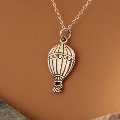 Sterling Silver Hot Air Balloon Necklace Air Balloon Pendant Etsy