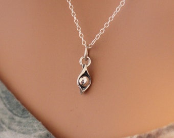 Sterling Silver One Pea in a Pod Charm Necklace, One Pea in a Pod Necklace, Pea in a Pod Necklace, Pea in a Pod Charm Necklace, Pea Necklace