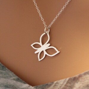 Sterling Silver Butterfly Necklace: Openwork Charm Pendant