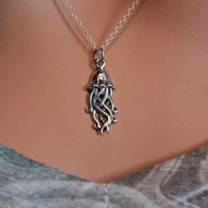Sterling Silver Jellyfish Necklace, Silver Jellyfish Charm Necklace, Jellyfish Necklace, Ocean Necklace, Jellyfish Pendant, Style #A21