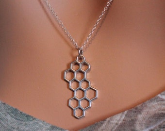 Sterling Silver Honeycomb Pendant Necklace