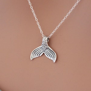 Sterling Silver Mermaid Tail Pendant Necklace, Mermaid Necklace, Mermaid Tail Necklace, Silver Mermaid Tail Charm Necklace