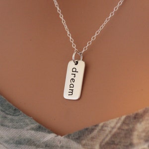 Sterling Silver Dream Charm Necklace, Dream Necklace, Dream Word Necklace, Silver Dream Necklace, Sweet Dreams Necklace, Sleep Necklace