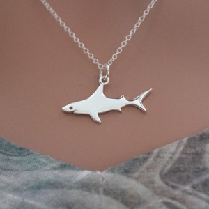 Sterling Silver Shark Charm Necklace, Shark Necklace, Shark Lover Necklace, Scuba Diver Necklace, Silver Shark Pendant Necklace, Cute Shark