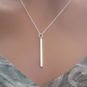 Sterling Silver Long Bar Layering Necklace, Bar Layering Necklace, Geometric Bar Layering Necklace, Silver Bar Necklace, Geometric Necklace