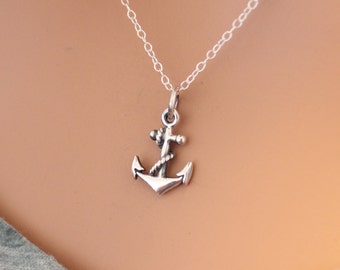 Sterling Silver Anchor Charm Necklace, Anchor Necklace, Silver Anchor Necklace, Anchor Pendant Necklace, Sailing Anchor Charm Necklace