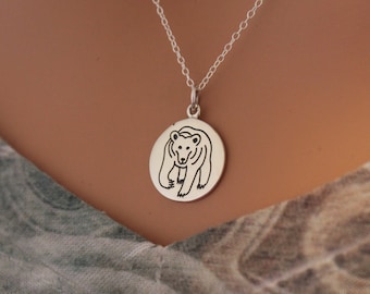 Sterling Silver Bear Spirit Animal Charm Necklace, Bear Necklace, Bear Spirit Animal Necklace, Bear Charm Necklace, Bear Pendant Necklace