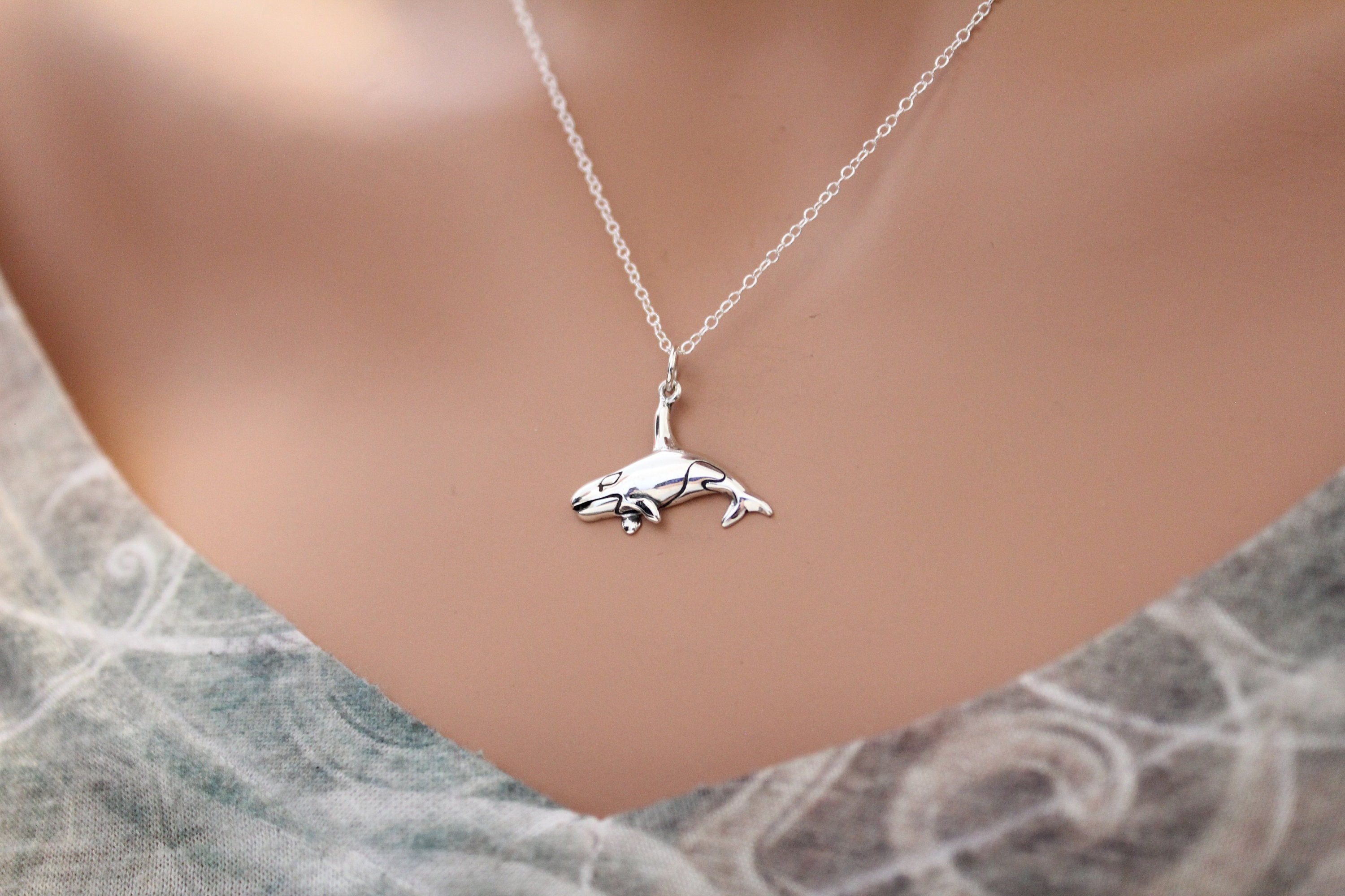 Collana in argento sterling con orca: ciondolo con ciondolo a forma di balena assassina - Italia