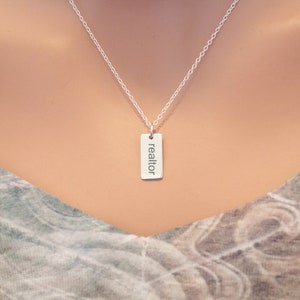 Sterling Silver Realtor Charm Necklace, Gift for Realtor, Realtor Necklace, Thank You Gift for Realtor, Realtor Pendant Necklace, Realtor
