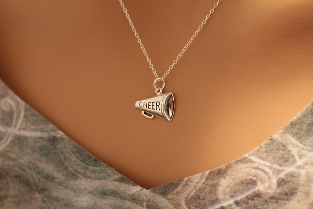 Sterling Silver Cheer Megaphone Charm Necklace, Cheer Megaphone