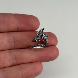 Sterling Silver Adjustable Dragon Ring: Realistic .925 Silver